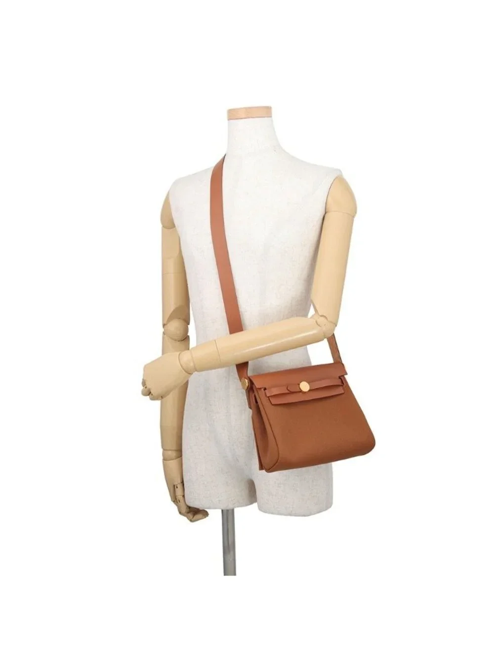 Hermes Shoulder Bag Herbag Zip Mini Fauve Gold Toile Ash Vache Hunter